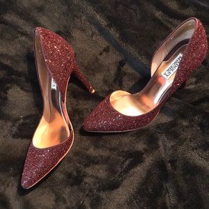 BADGLEY MISCHKA D'Orsay style Dixi Pumps Wine Glitter 7.5M